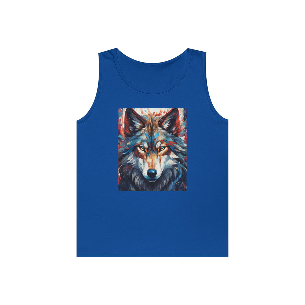 Wolf Portrait Tank Top — Colorful Artistic Wolf Face Graphic Tee