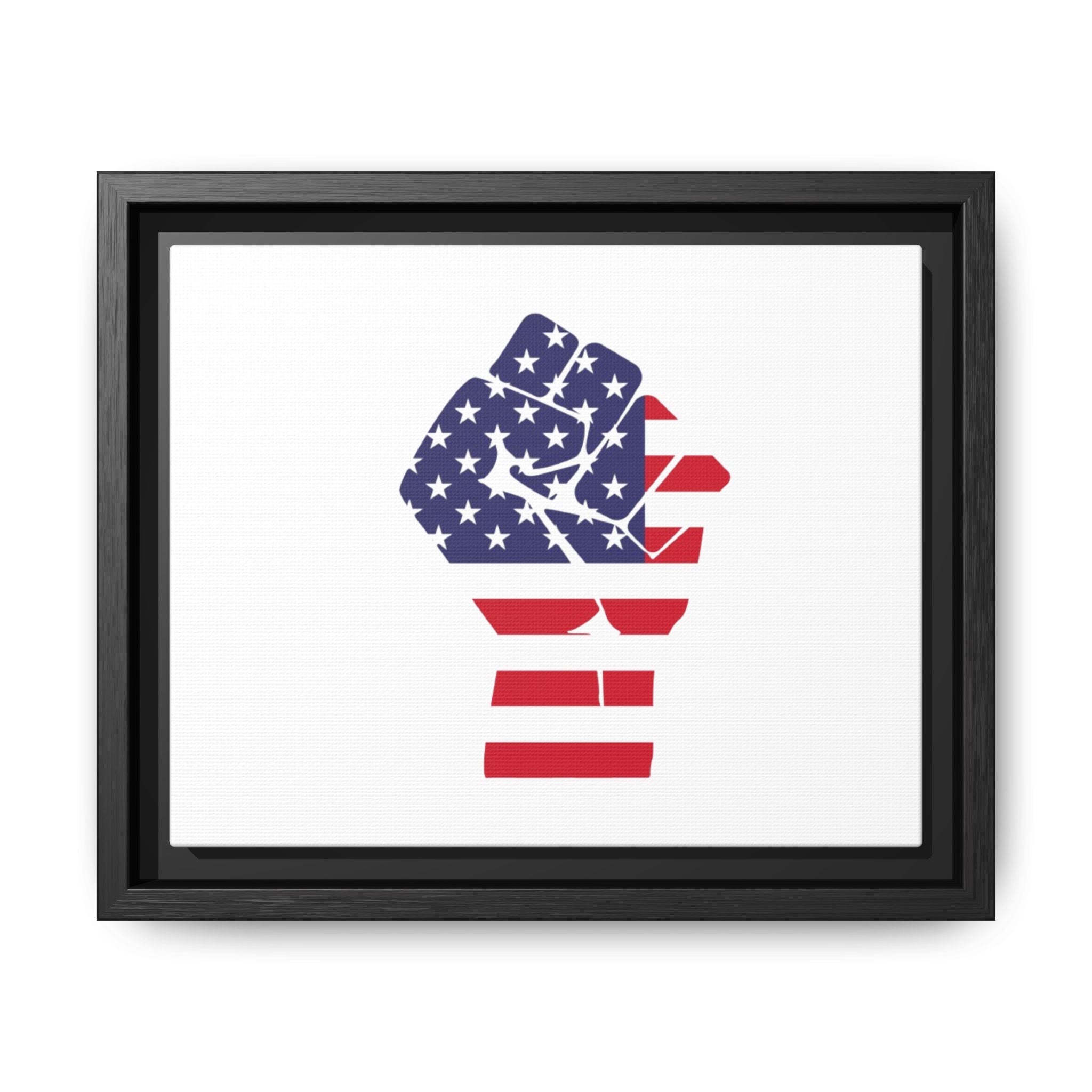 Framed Canvas Art – American Flag Fist Patriotic Wall Print