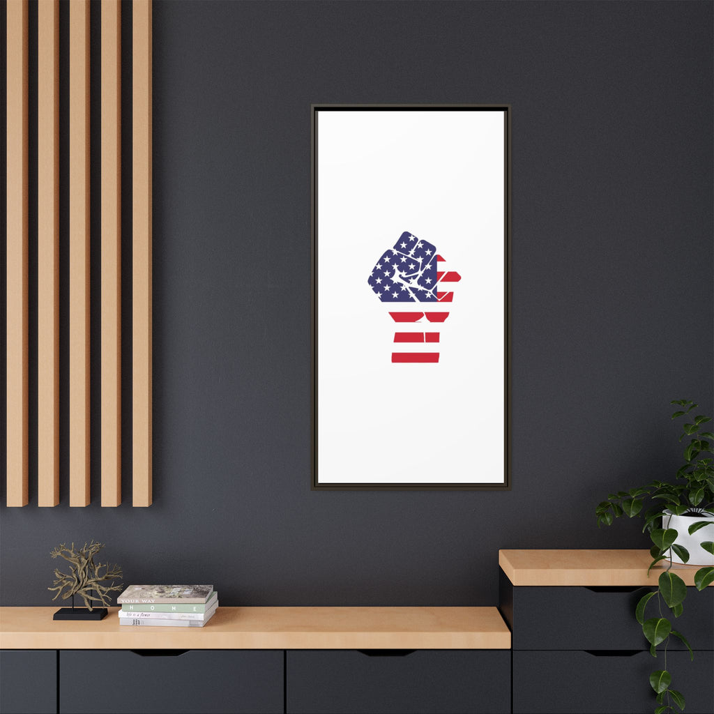 Framed Canvas Print – American Flag Fist Wall Art