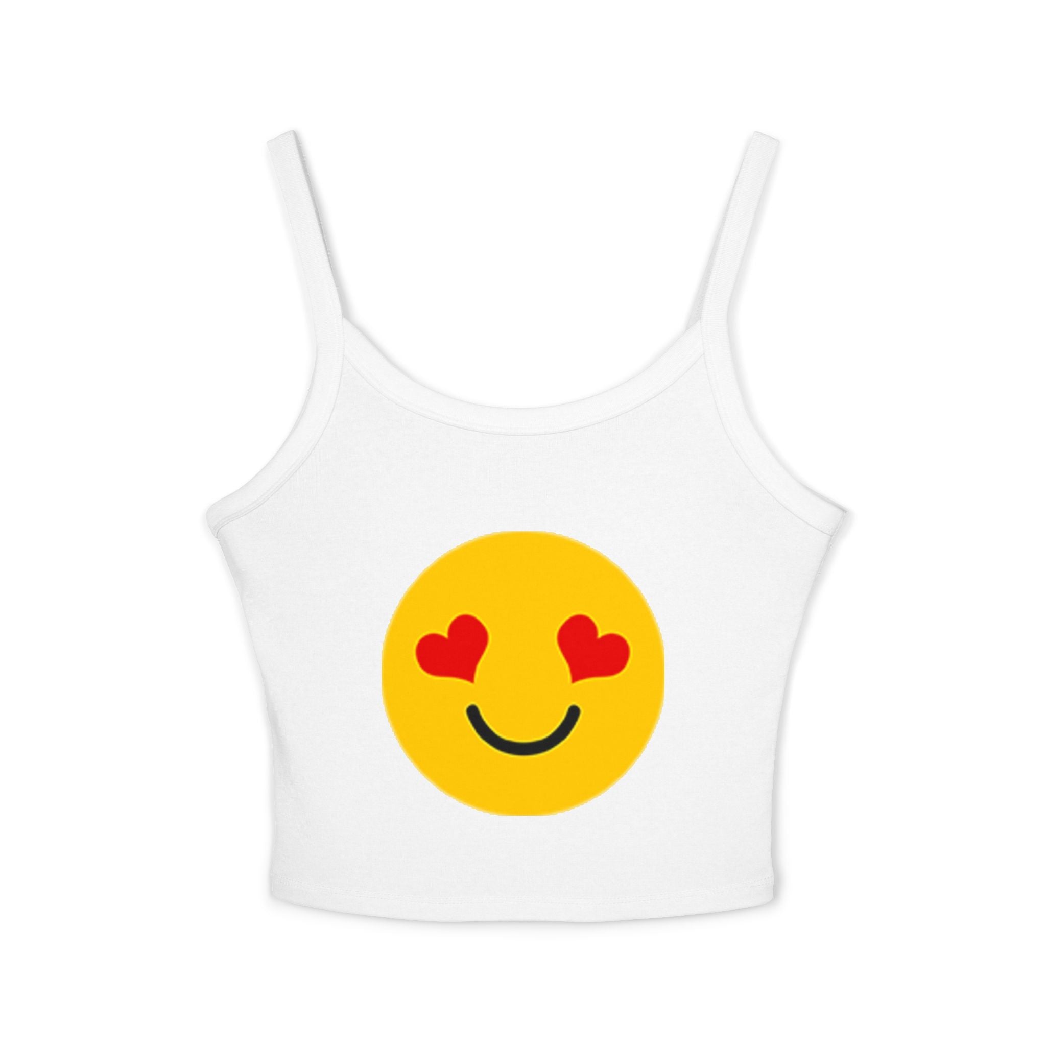 Heart Eyes Emoji Heart Crop Tank Top – Cute Valentine's Love Graphic