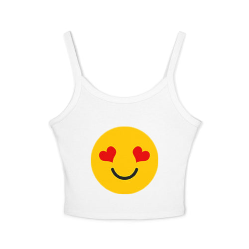 Heart Eyes Emoji Heart Crop Tank Top – Cute Valentine's Love Graphic
