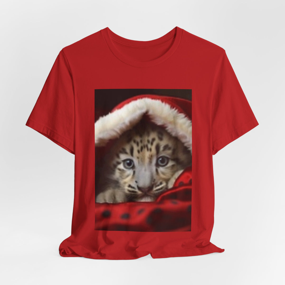 Christmas Snow Leopard Cub T-Shirt — Cute Holiday Cat Tee