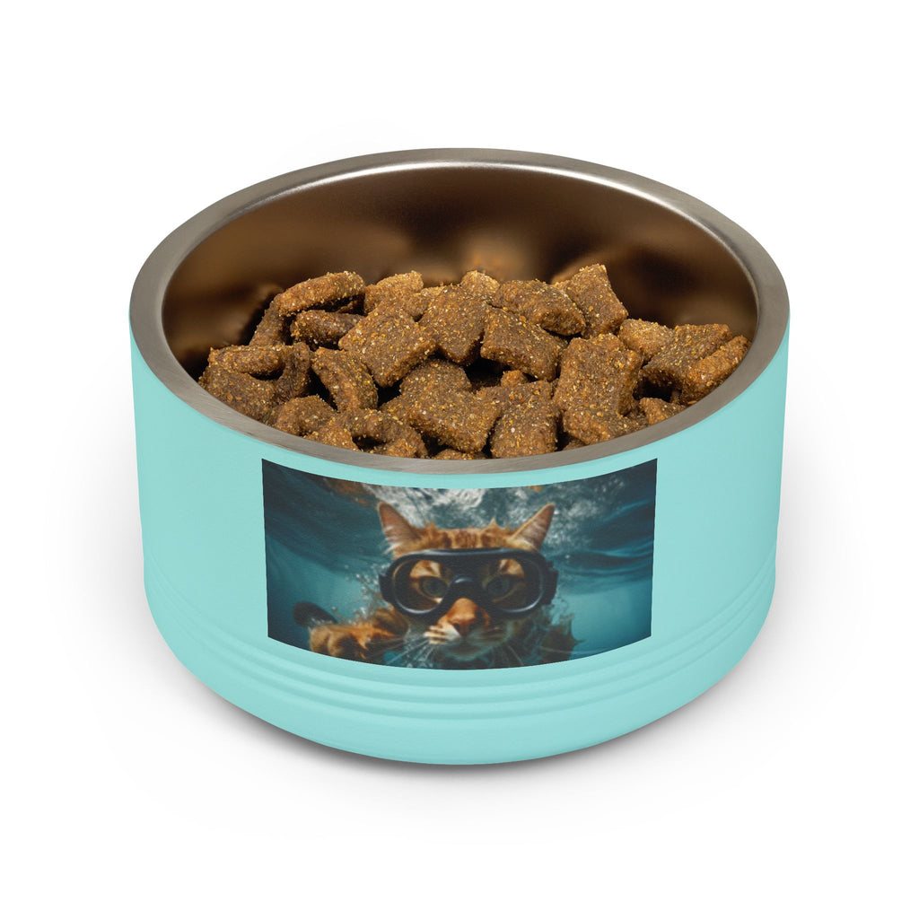 18oz Pet Bowl — Playful Diving Cat & Labradors  Design Stainless Steel Water & Food Dish