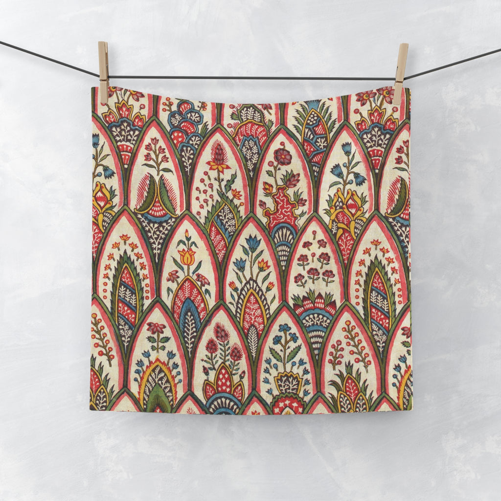 Floral Mosaic Face Towel — Boho Paisley Hand Towel for Bathroom & Spa