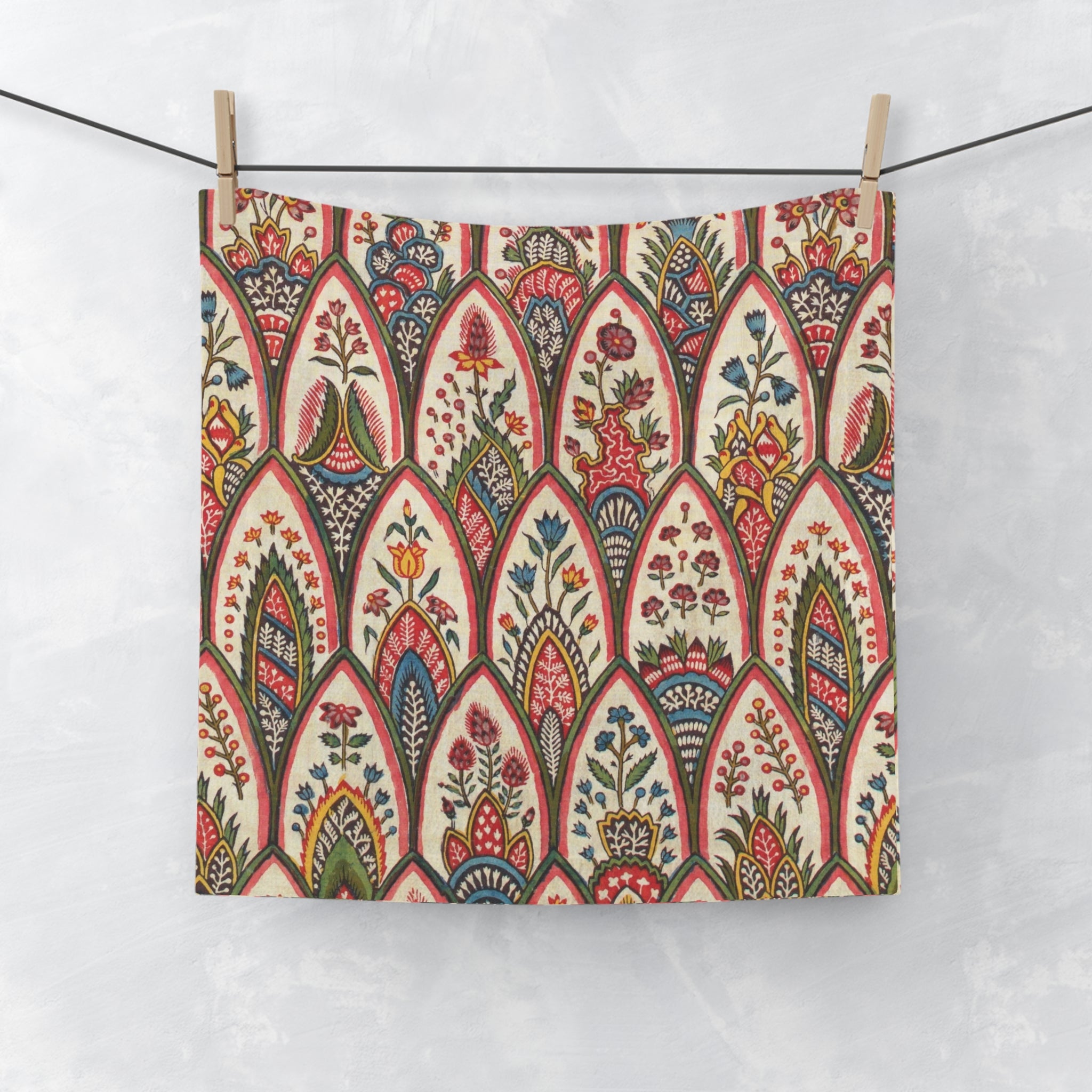 Floral Mosaic Face Towel — Boho Paisley Hand Towel for Bathroom & Spa