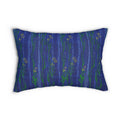 Blue Meadow Lumbar Pillow — Hand-Painted Wildflower Accent Cushion