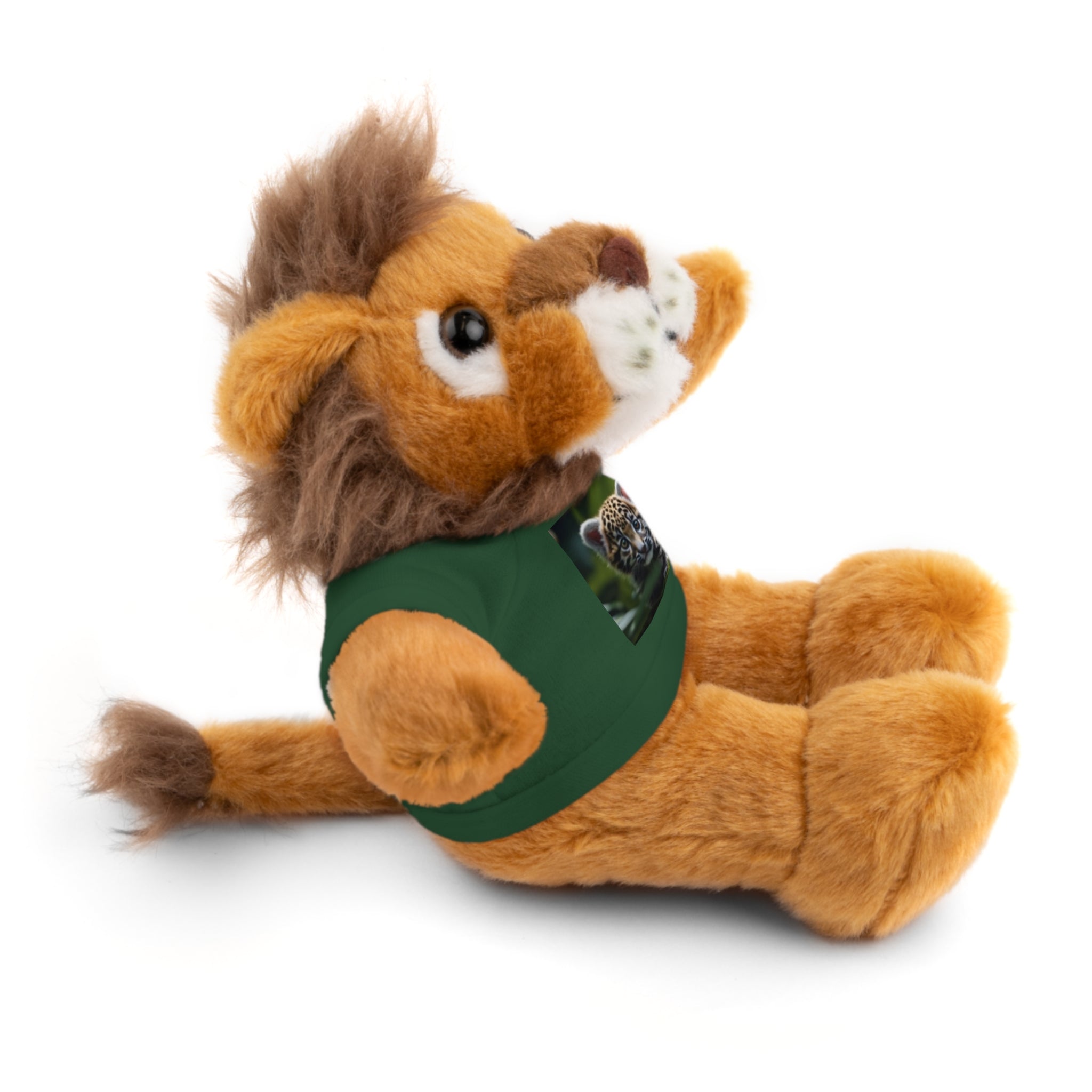 Plush Teddy Bear with Leopard Cub Tee — Cute Animal Gift for Kids & Wildlife Lovers
