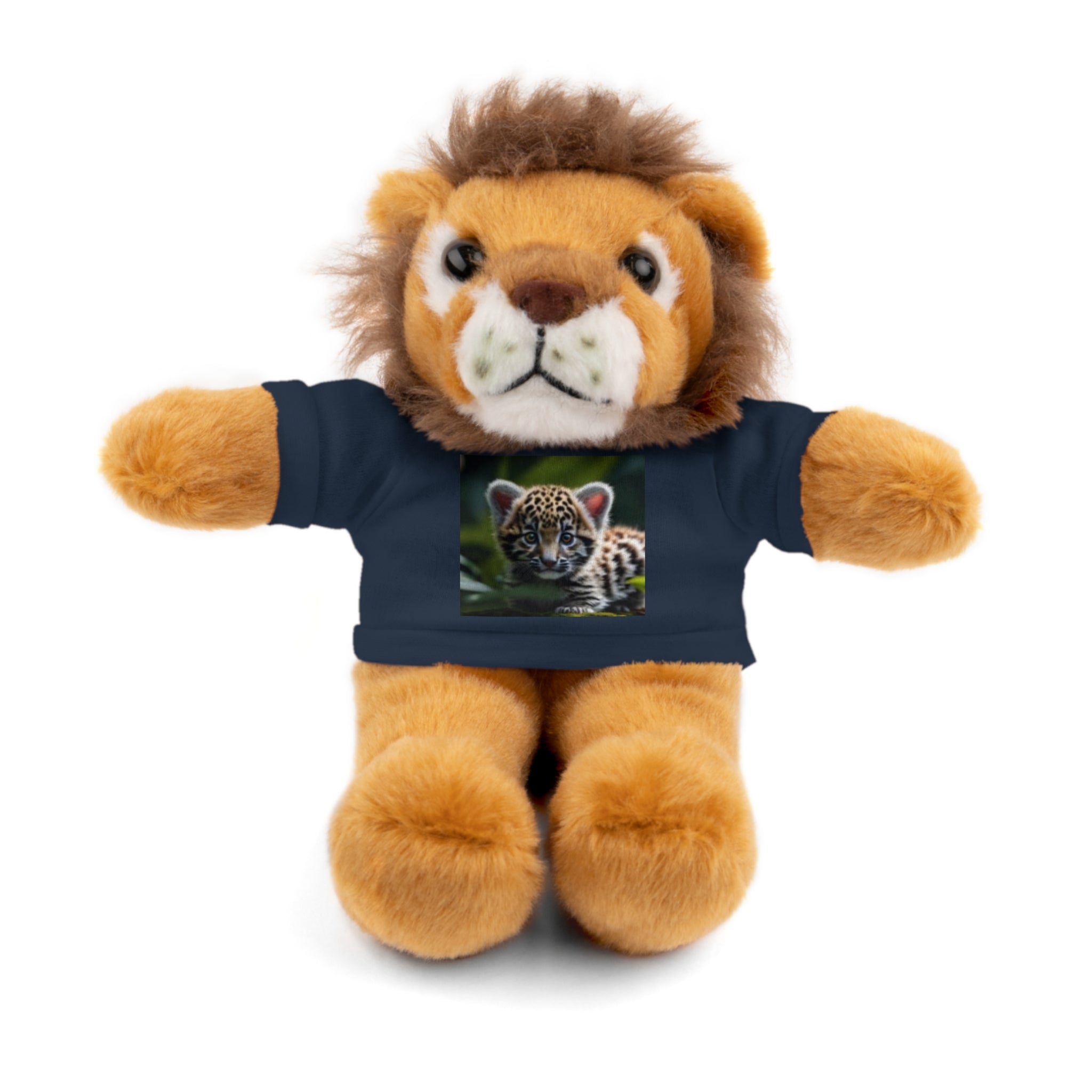 Plush Teddy Bear with Leopard Cub Tee — Cute Animal Gift for Kids & Wildlife Lovers