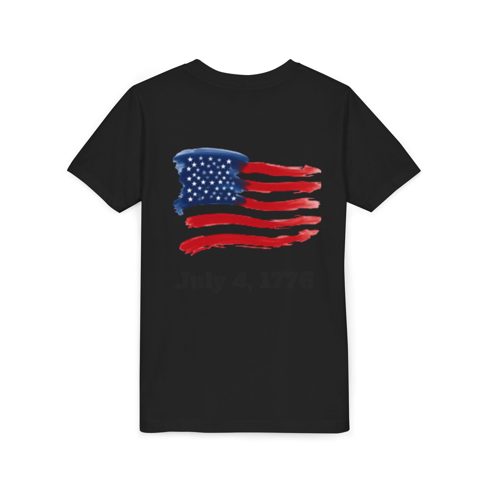 Youth T-shirt — Watercolor Rainbow & Paint Stroke American Flag Kids Shirt