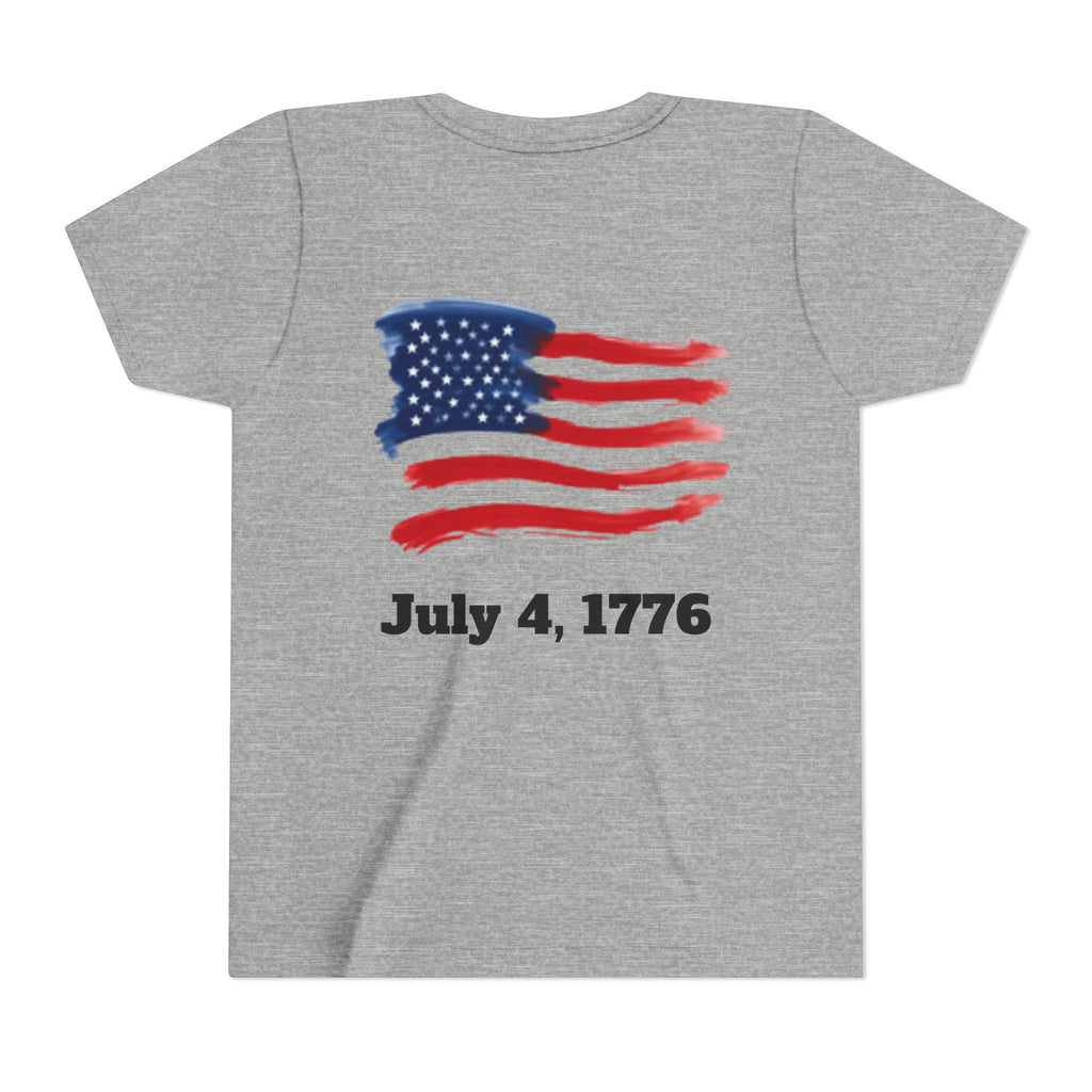 Youth T-shirt — Watercolor Rainbow & Paint Stroke American Flag Kids Shirt