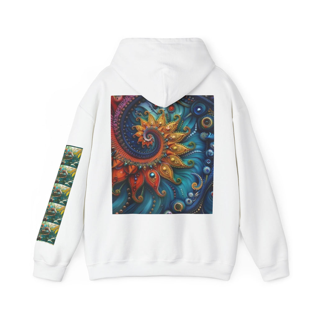 Psychedelic Mushroom Creatures Hoodie — Colorful Fractal Art Pullover