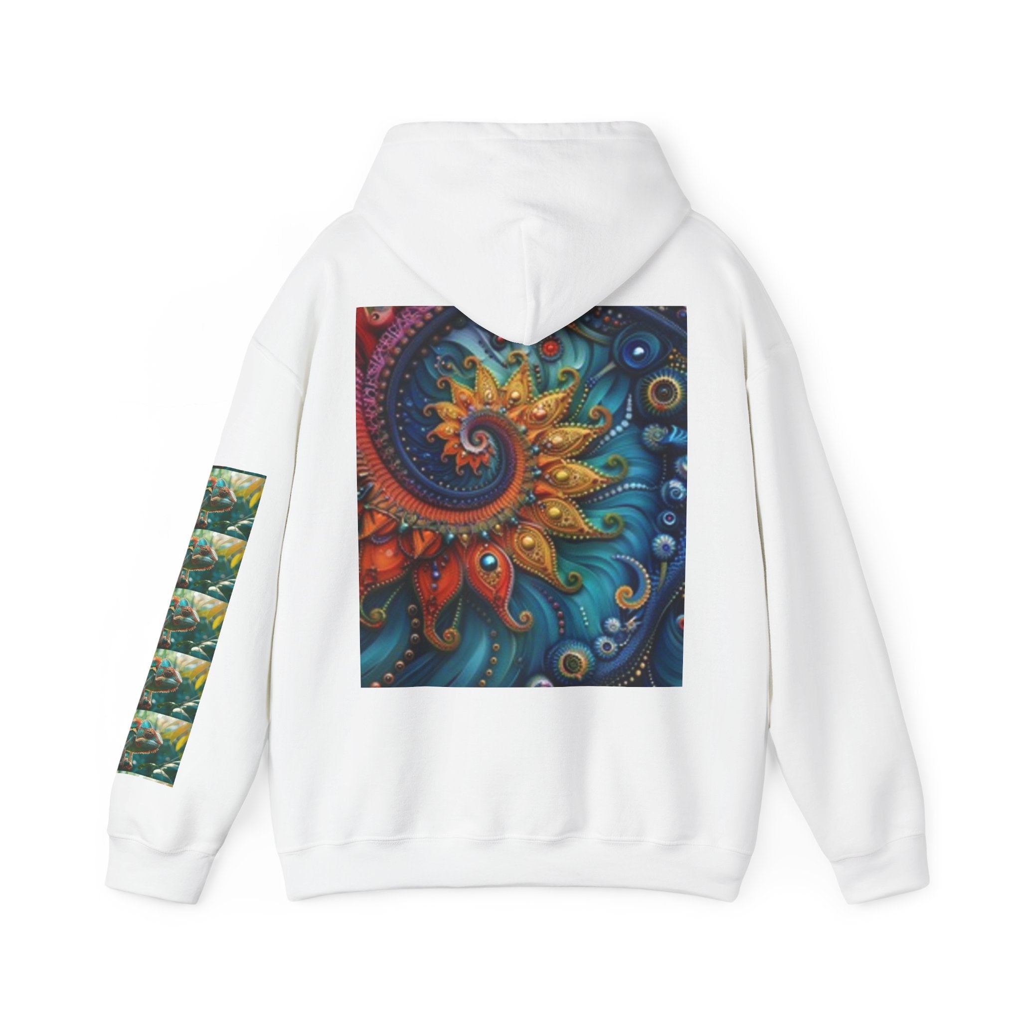 Psychedelic Mushroom Creatures Hoodie — Colorful Fractal Art Pullover