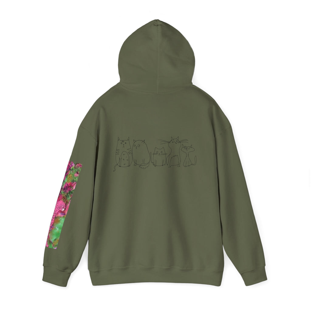 Cat Crew Hoodie — Colorful Curious Cats Graphic Sweatshirt