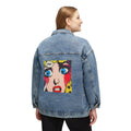 Denim Jacket — Pop Art 'Oh No!' Back Patch, Retro Comic Style Women's Jacket