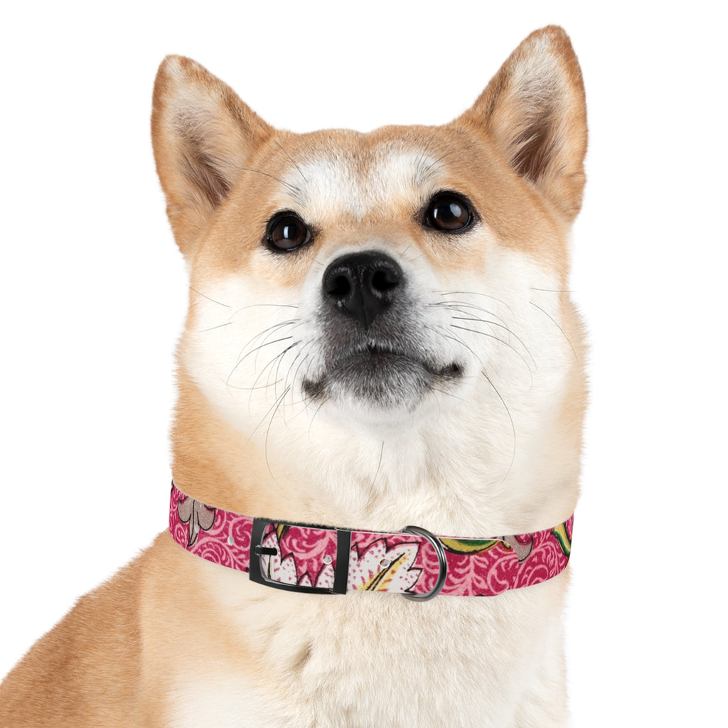 Floral Paisley Dog Collar — Pink Vintage Swirl Pattern