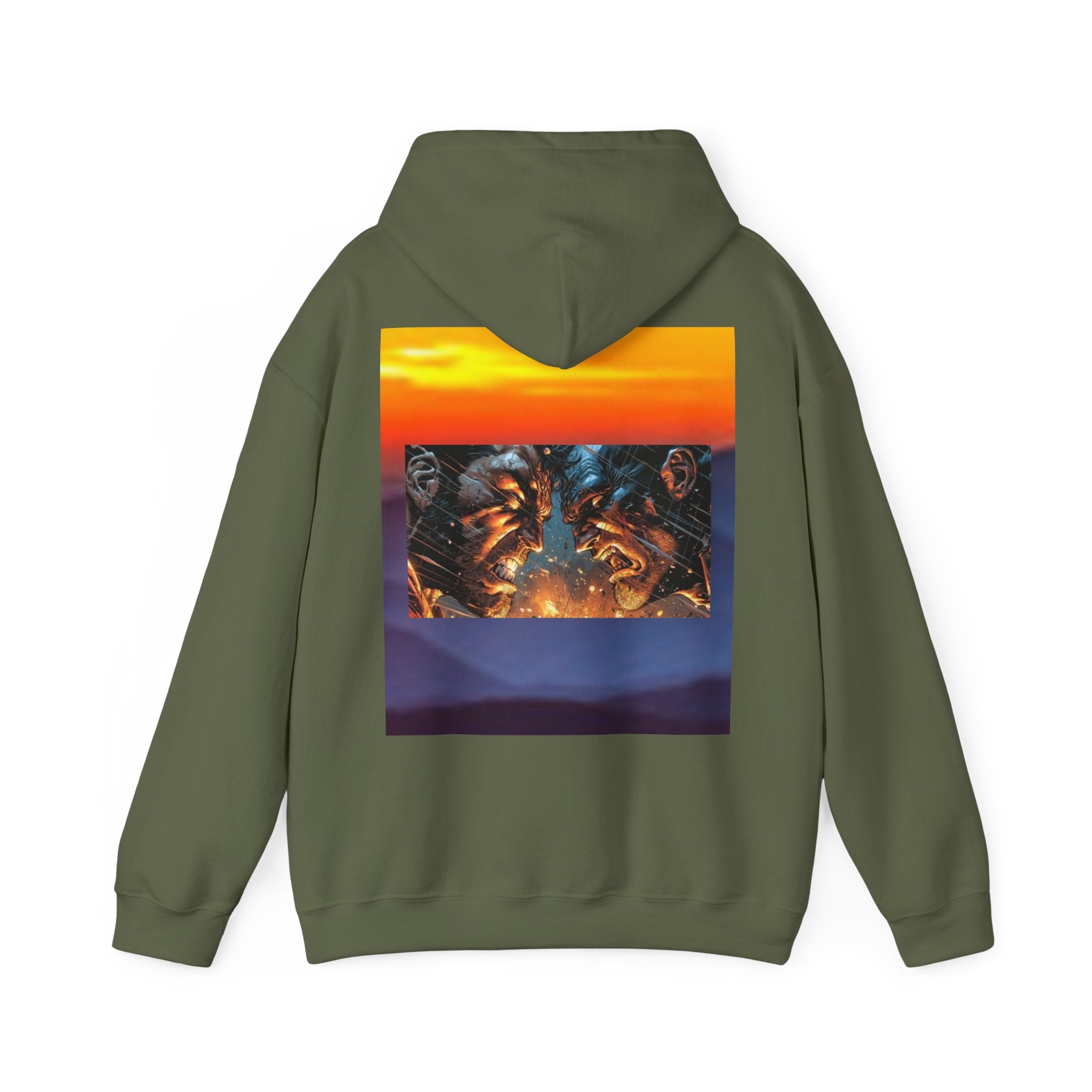 Marijuana Leaf Hoodie with Two Men Angry — Casual Streetwear Pullover