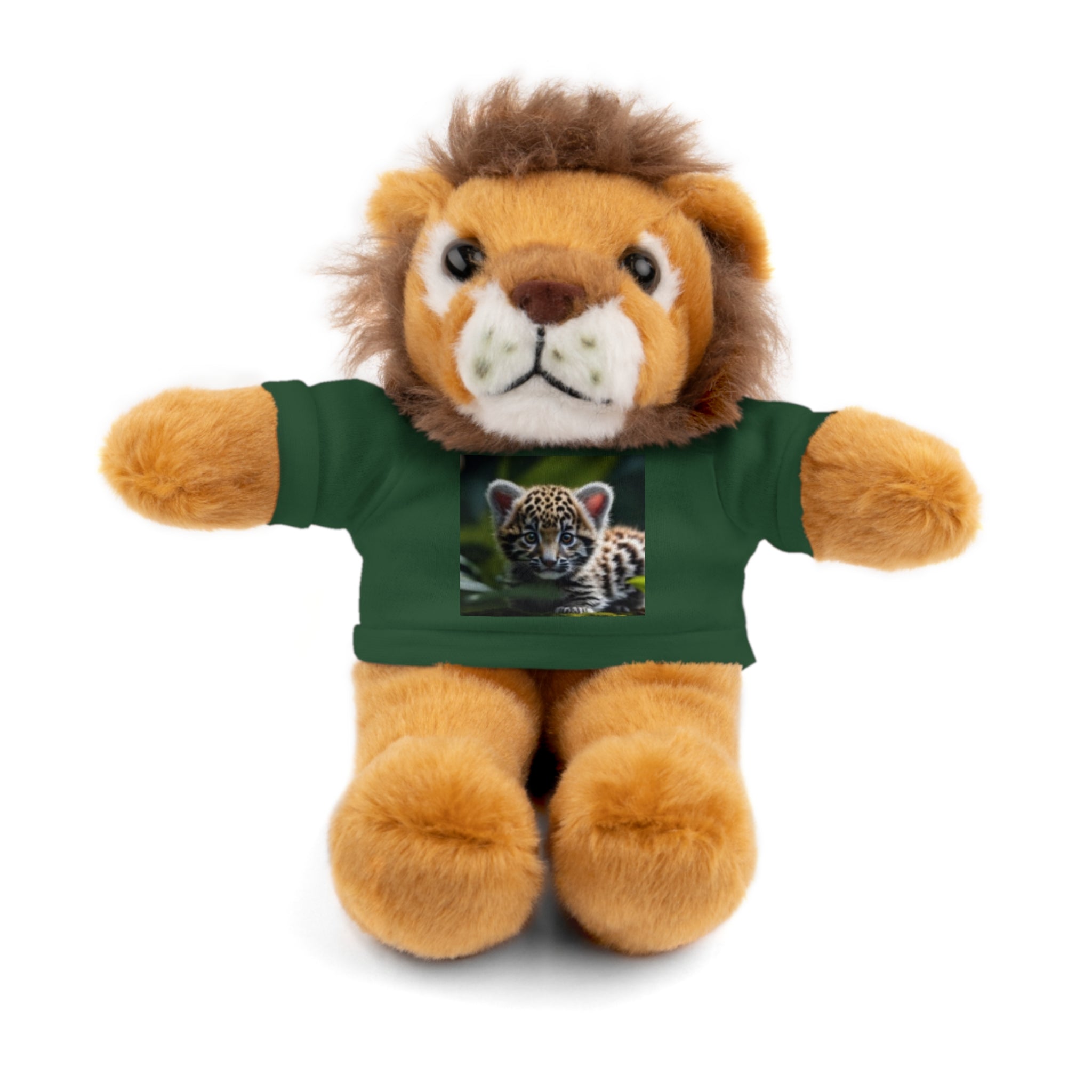 Plush Teddy Bear with Leopard Cub Tee — Cute Animal Gift for Kids & Wildlife Lovers