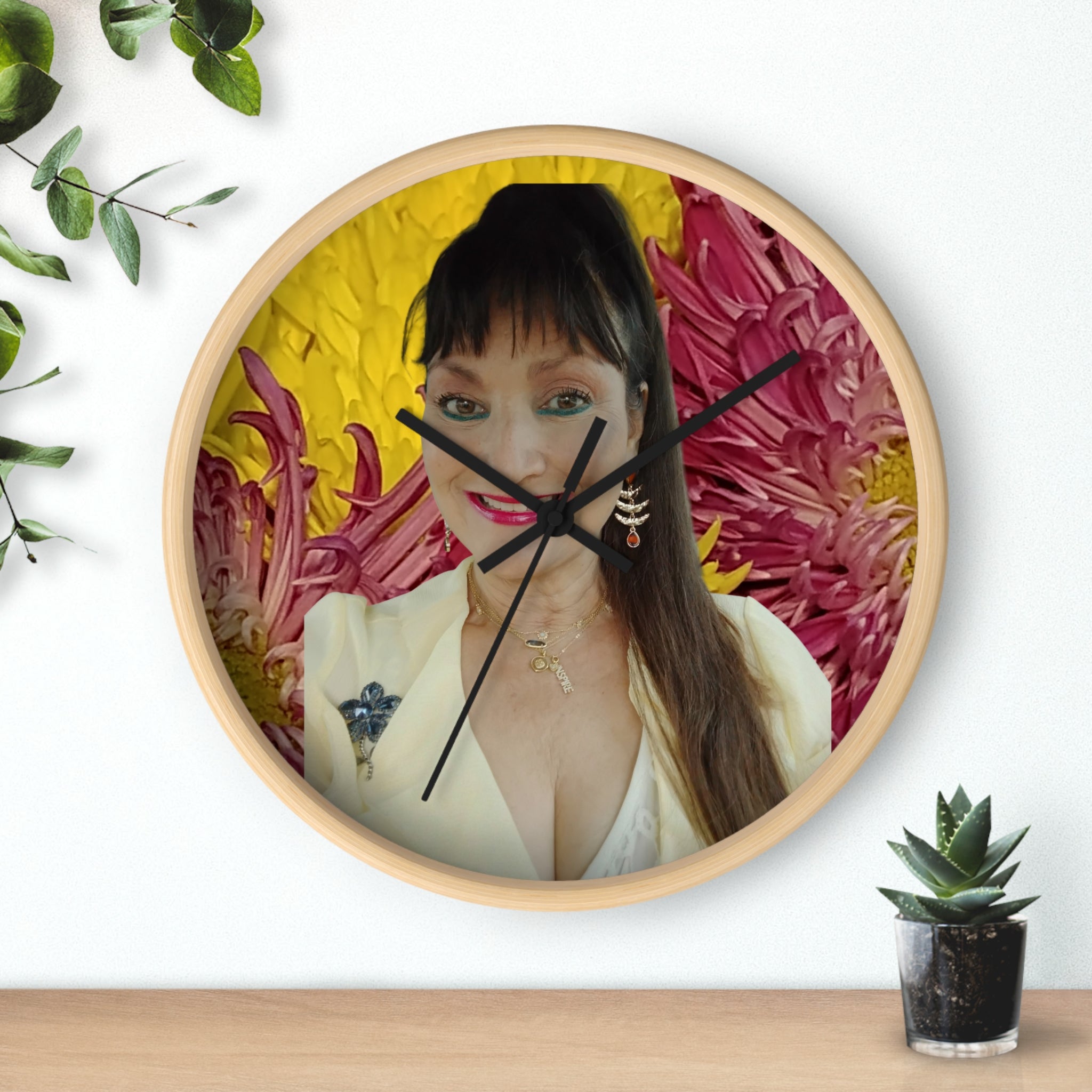 Mary Jordan Wall Clock – Bright Yellow & Pink Decorative Timepiece