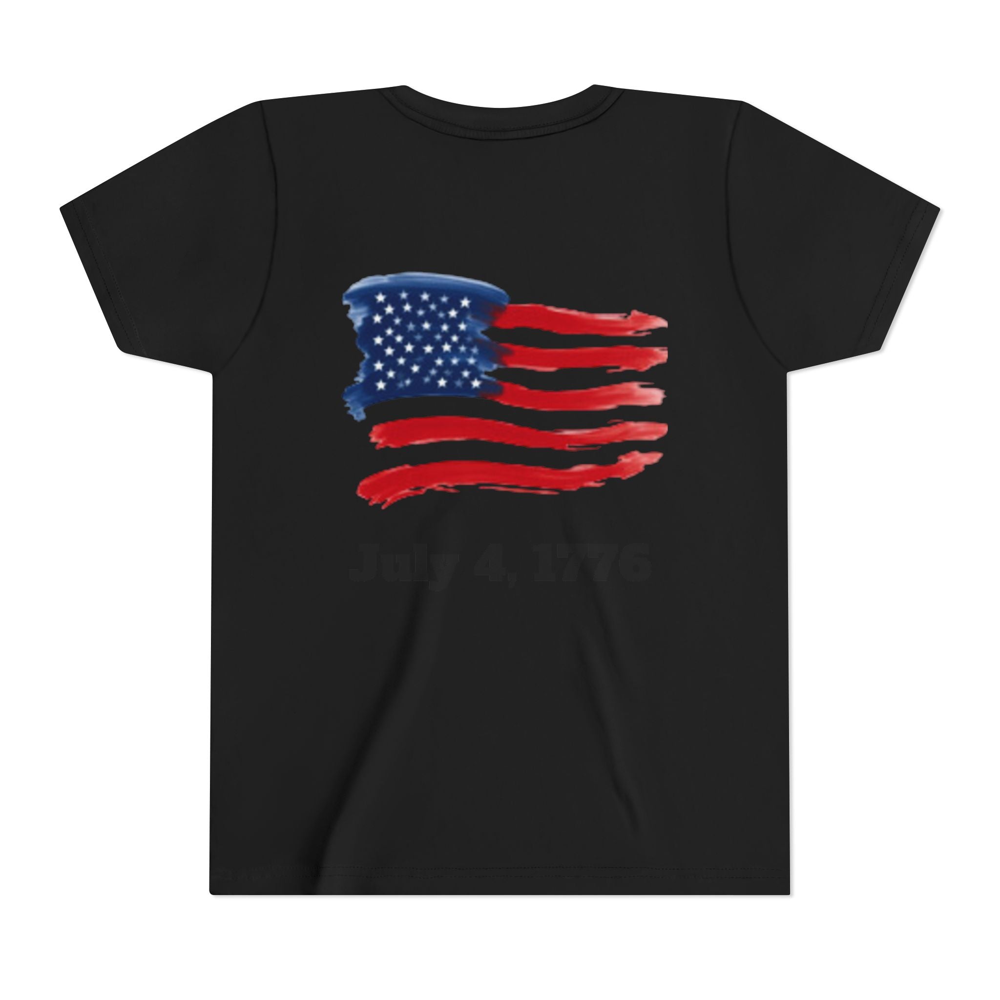 Youth T-shirt — Watercolor Rainbow & Paint Stroke American Flag Kids Shirt