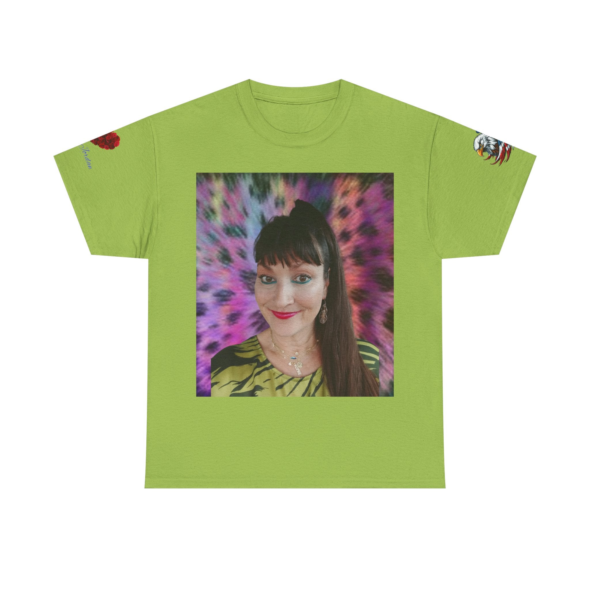 Mary Jordan Colorful Animal Print Patriotic Heart T-shirt