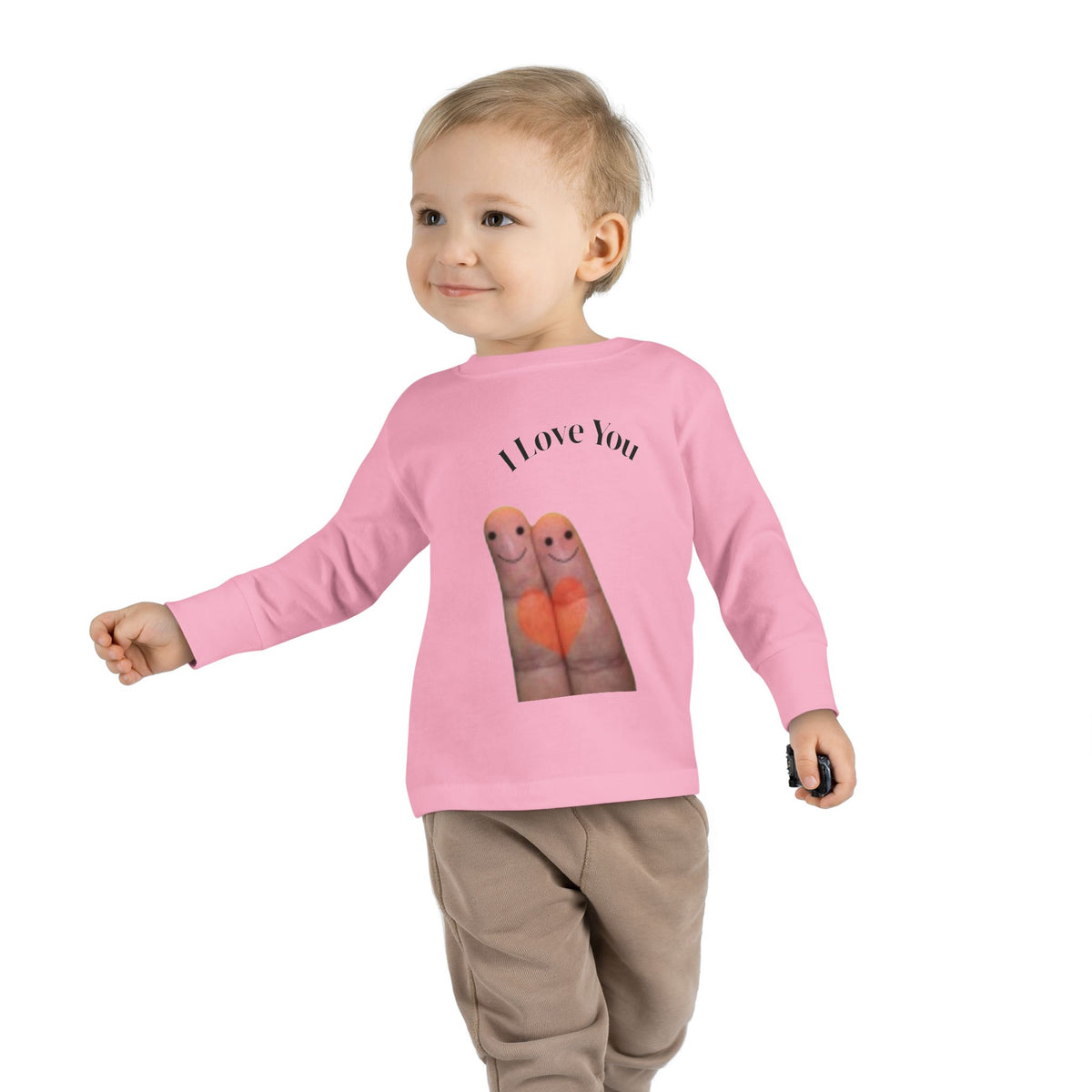 Toddler Tee — Cute Finger Friends I Love You Graphic Long-Sleeve Shirt