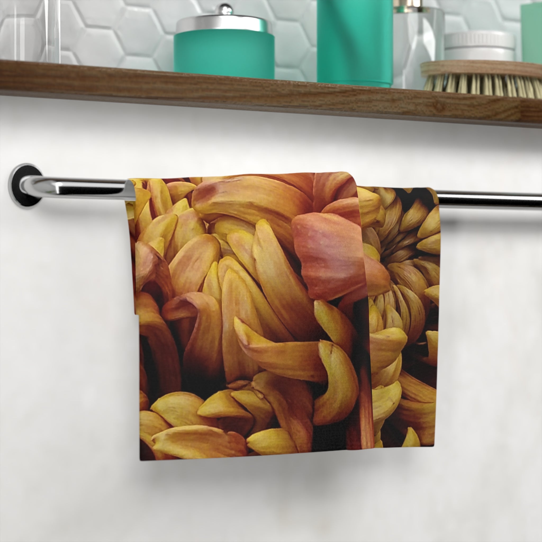 Autumn Chrysanthemum Face Towel — Soft Floral Face Cloth