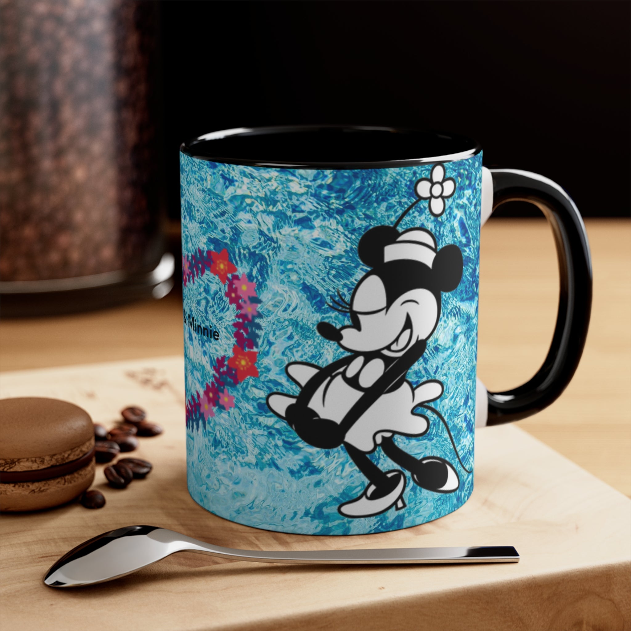 Mickey & Minnie Vibes Accent Mug — Floral Heart Retro Disney Design