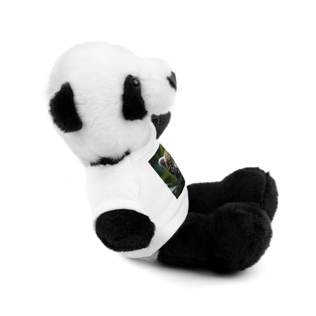 Plush Teddy Bear with Leopard Cub Tee — Cute Animal Gift for Kids & Wildlife Lovers