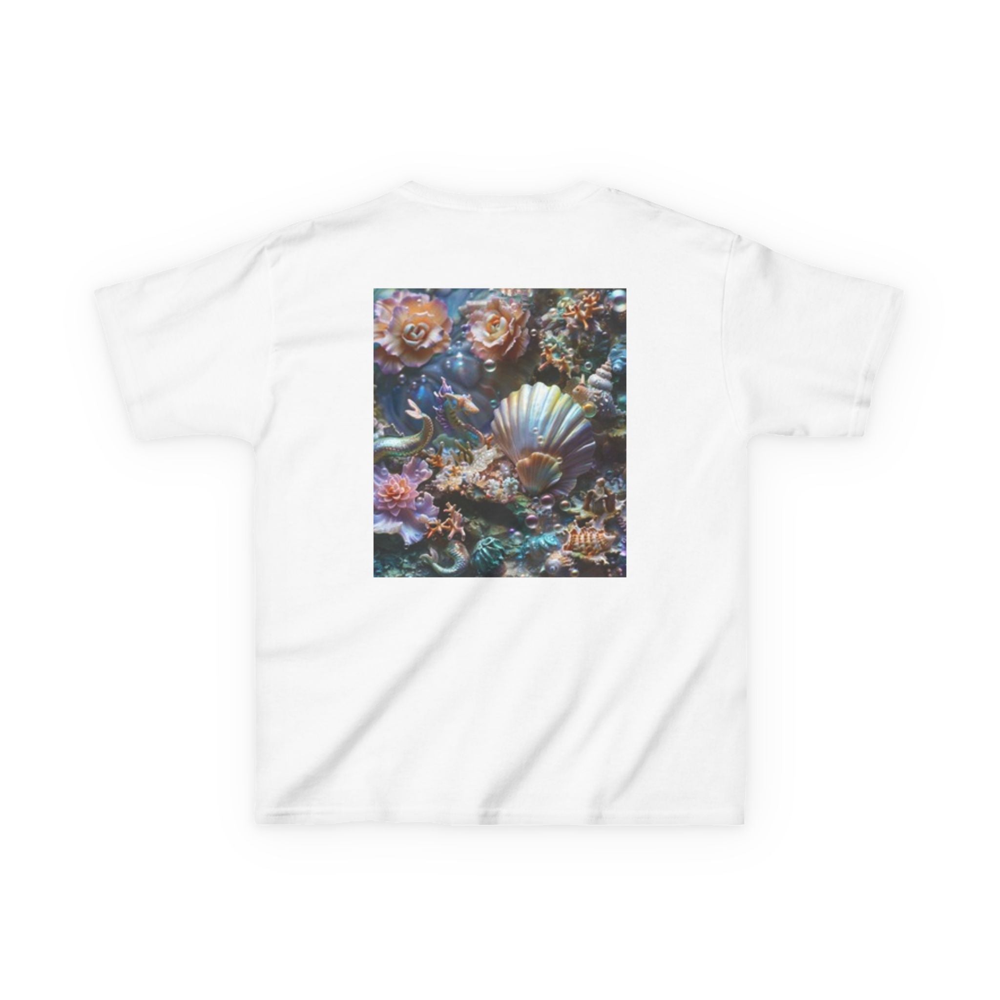 Kids Dolphin Sunset & Shells T-Shirt — Colorful Underwater Ocean Scene