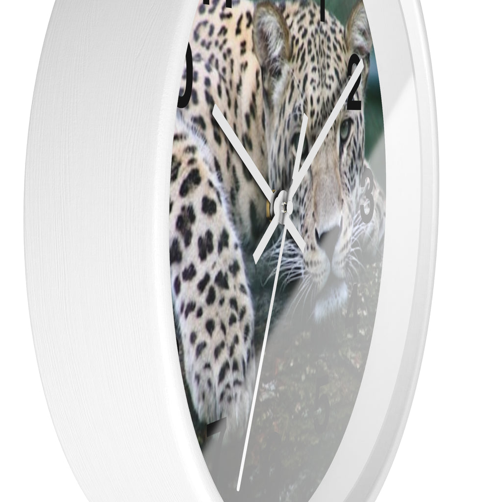 Leopard Wall Clock — Relaxed Wild Cat Photo Clock for Safari-Lodge Decor