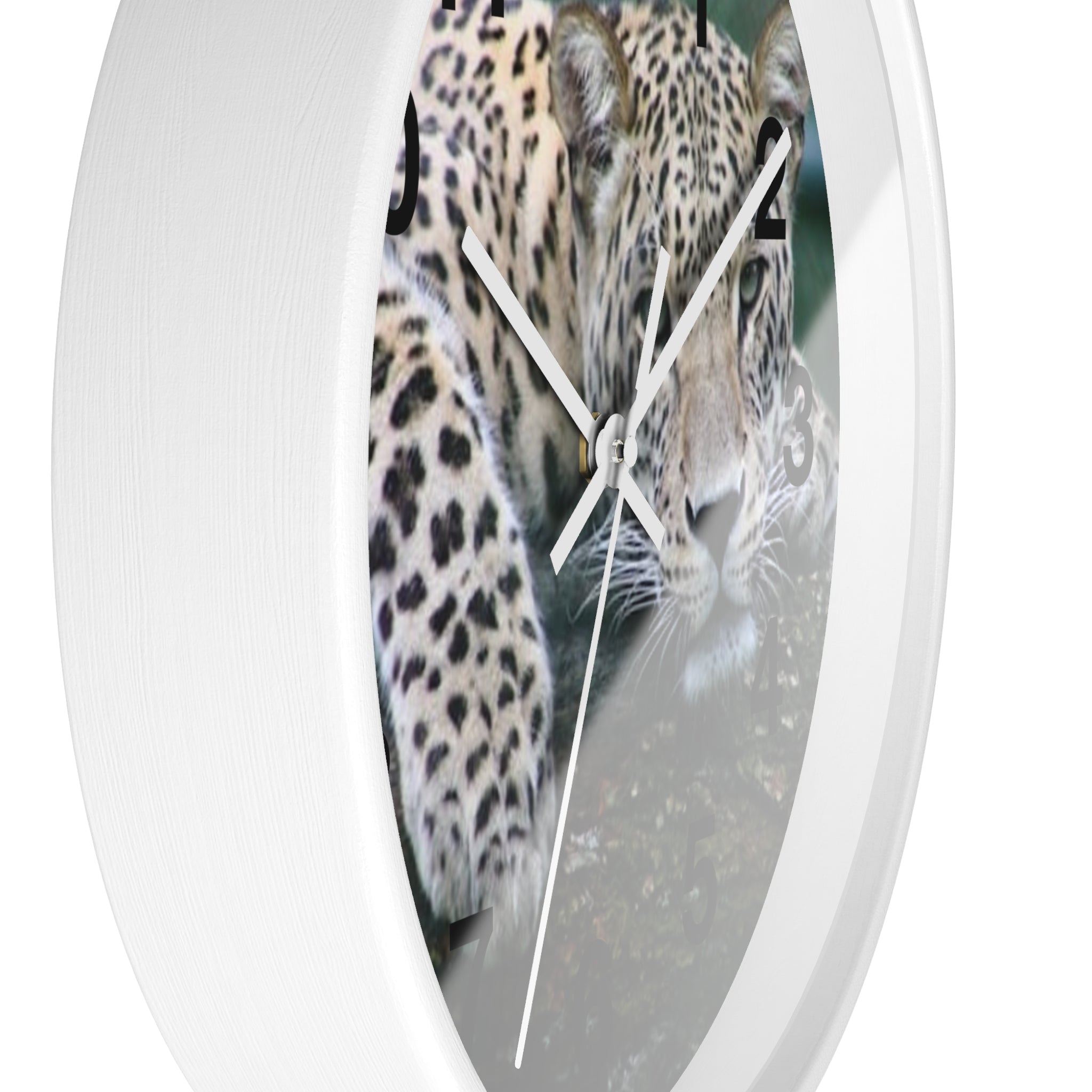 Leopard Wall Clock — Relaxed Wild Cat Photo Clock for Safari-Lodge Decor