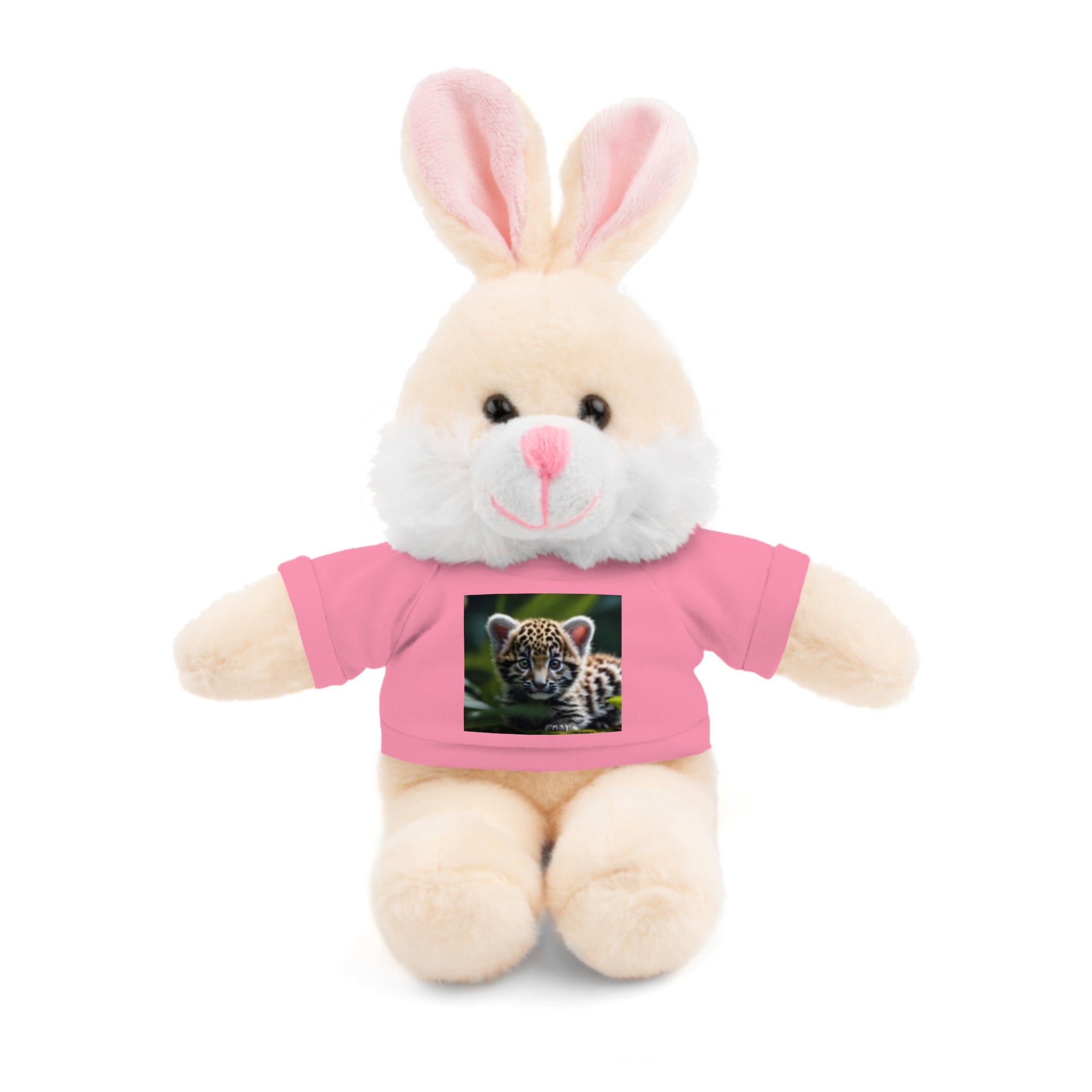 Plush Teddy Bear with Leopard Cub Tee — Cute Animal Gift for Kids & Wildlife Lovers