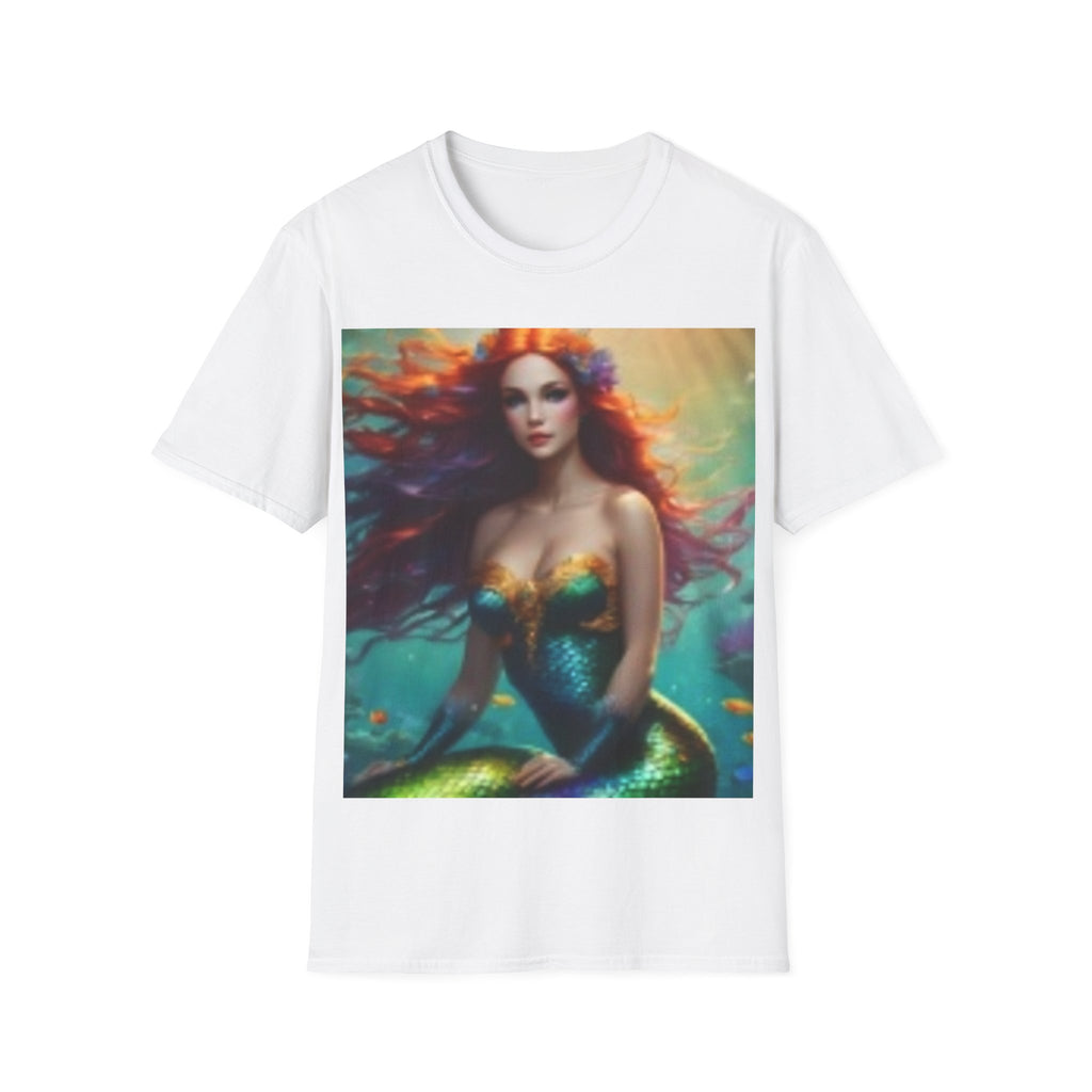 Mermaid Portrait T-Shirt — Artistic Red-Headed Siren Graphic Tee