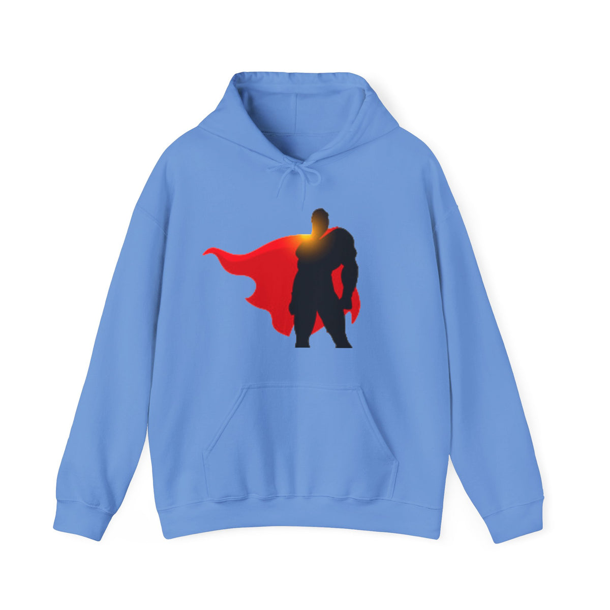 Superhero Silhouette Hoodie — Red Cape Graphic Pullover