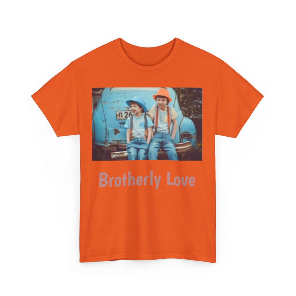 Vintage Kids Photo Tee – Retro Brothers Sitting by Classic Car