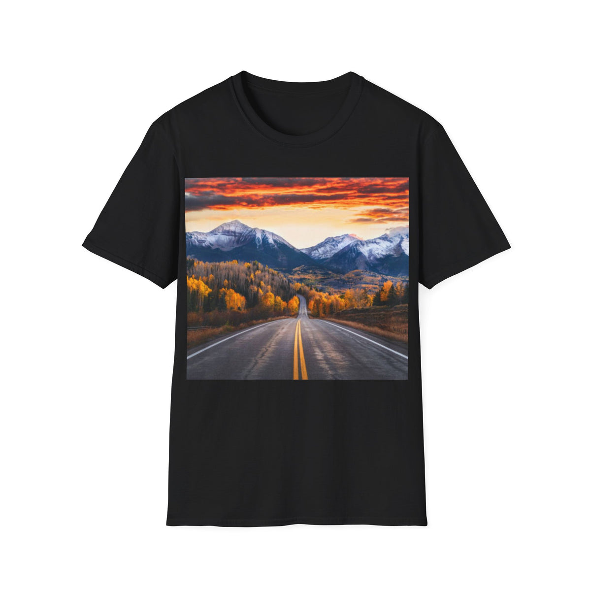 Road to the Rockies T-Shirt — Scenic Mountain Sunset Landscape Tee