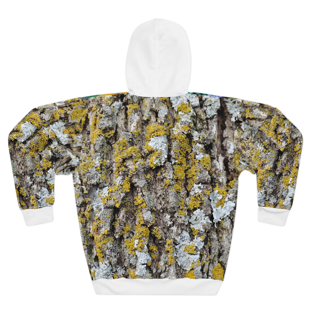 Tropical Floral & Moss Bark Hoodie — Vibrant Jungle Print Pullover