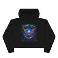 Mystic Butterfly Women's Crop Hoodie — Vibrant Galaxy Floral Graphic