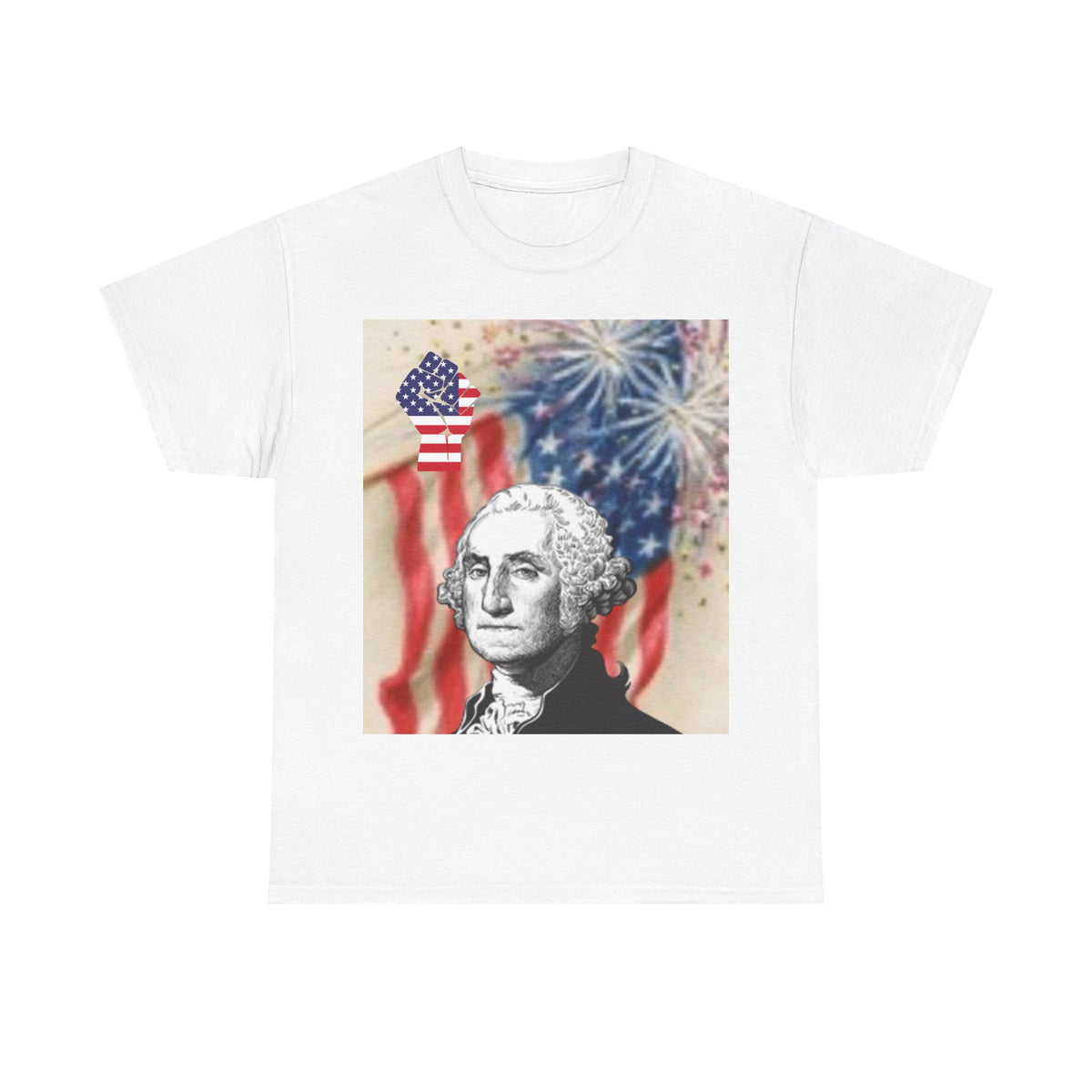 Patriotic George Washington & Facts Tee — American Flag & Fireworks 4th of July Shirt