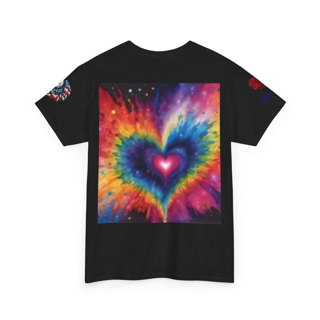 Mary Jordan Colorful Animal Print Patriotic Heart T-shirt