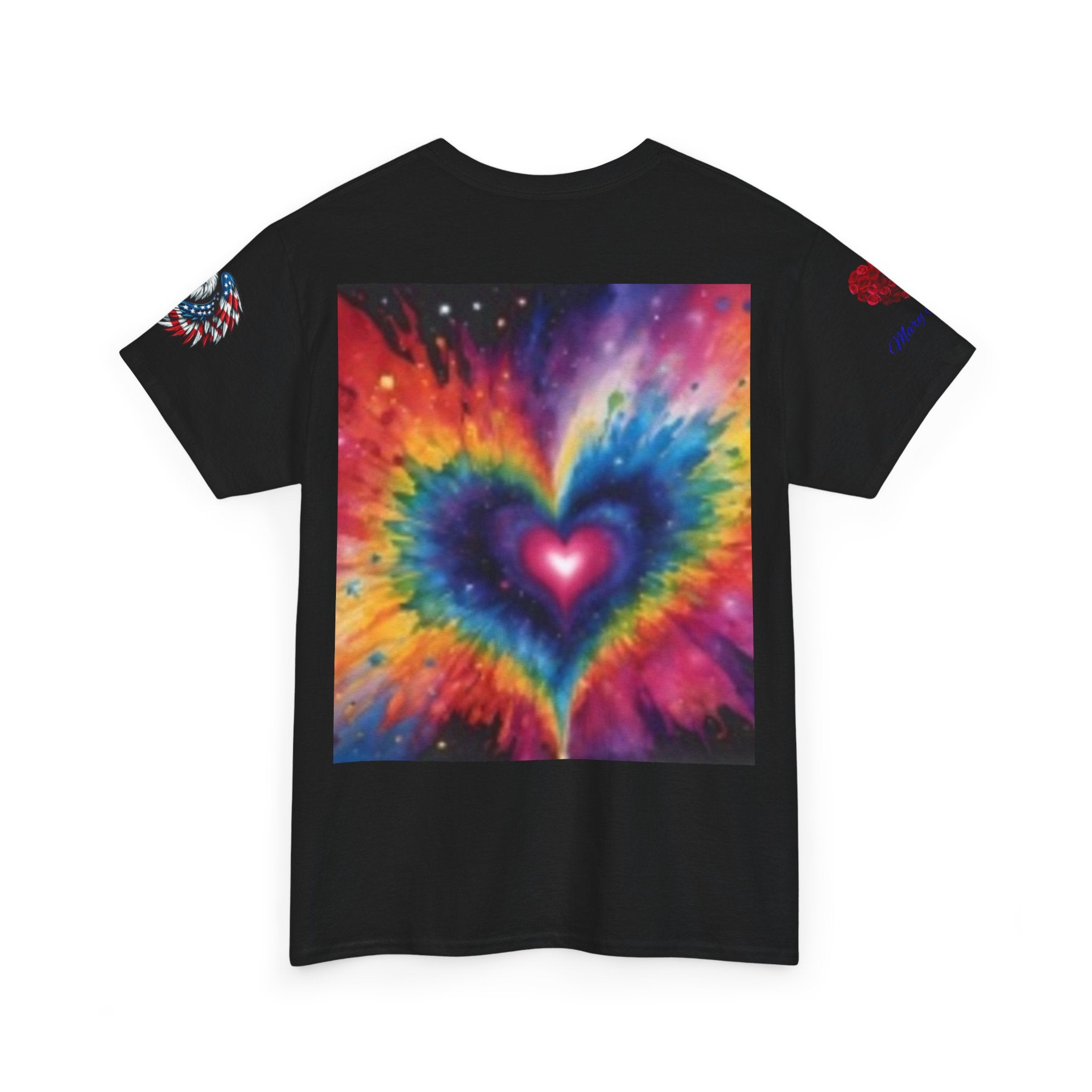 Mary Jordan Colorful Animal Print Patriotic Heart T-shirt