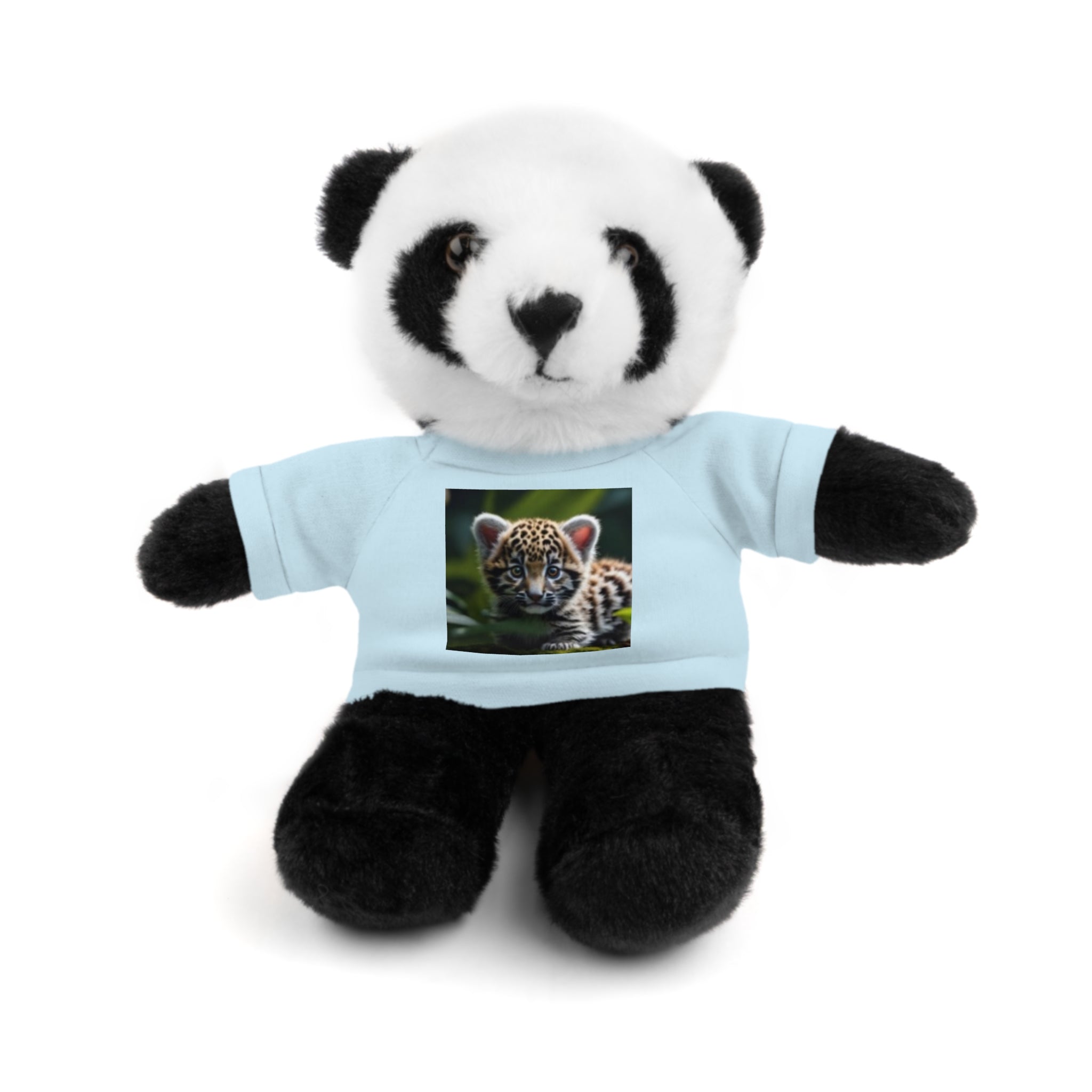 Plush Teddy Bear with Leopard Cub Tee — Cute Animal Gift for Kids & Wildlife Lovers