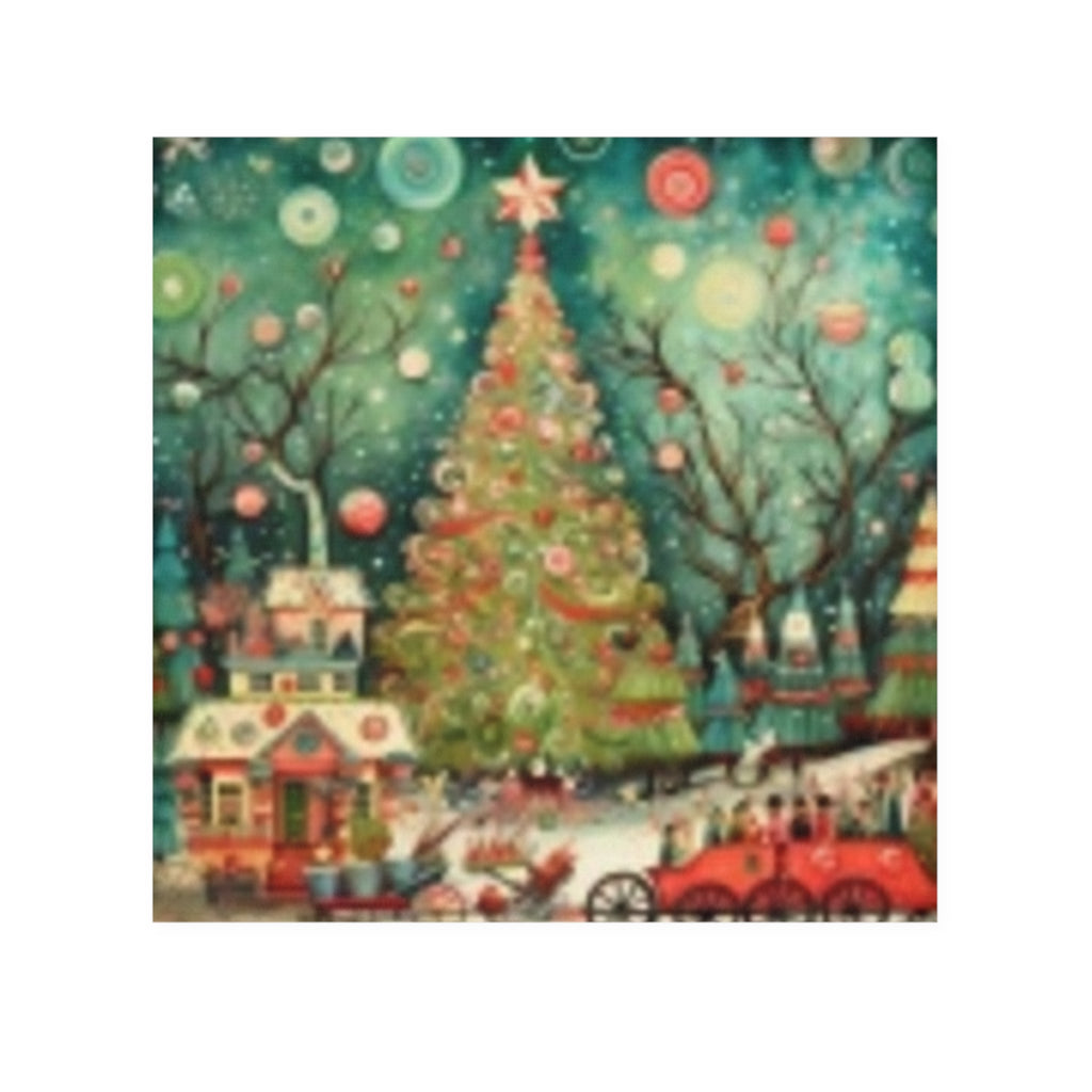 Christmas Tree Village Face Towel — Festive Holiday Hand Towel