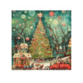 Christmas Tree Village Face Towel — Festive Holiday Hand Towel