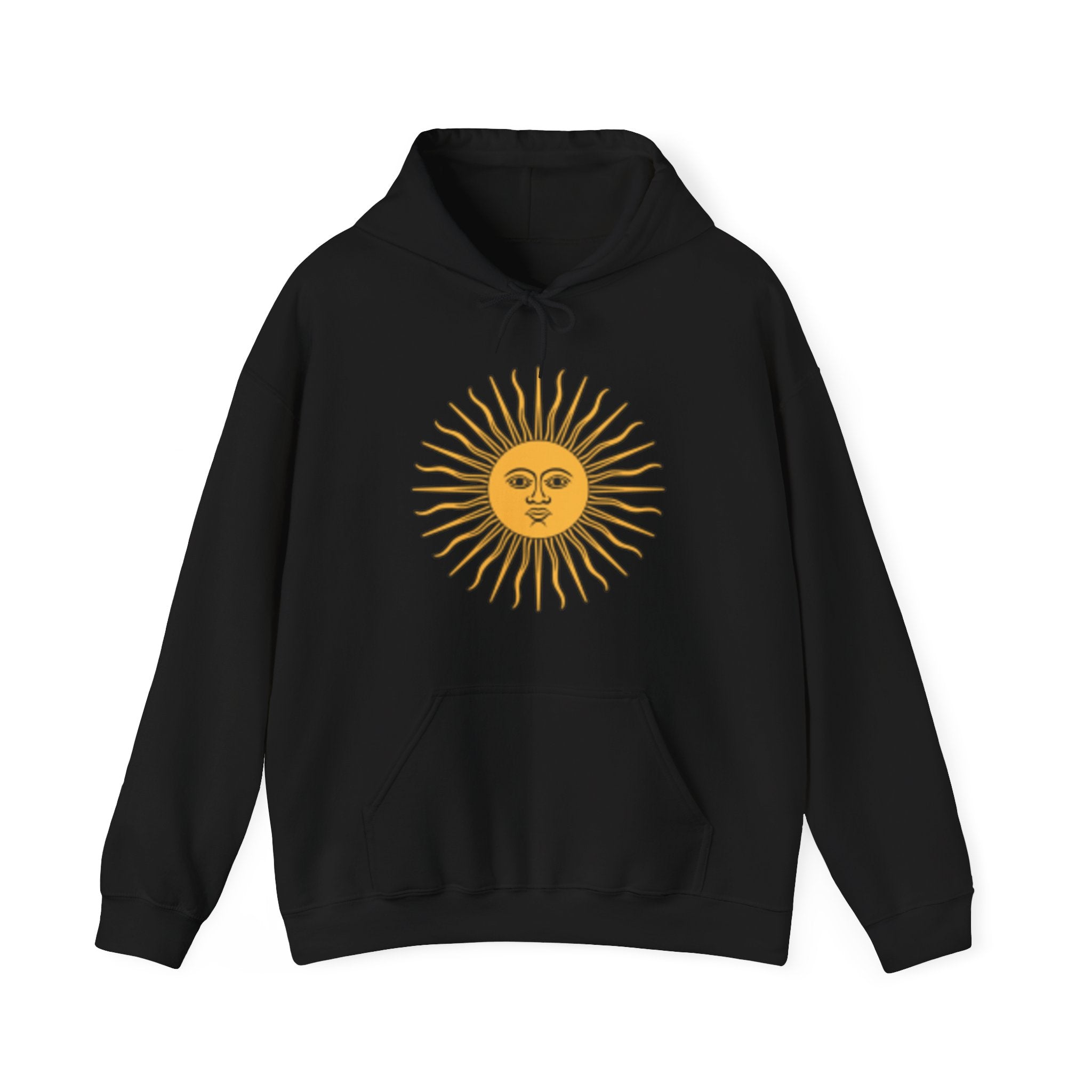 Sunface & Galloping Horses Hoodie — Boho Celestial Horse Art Sweatshirt