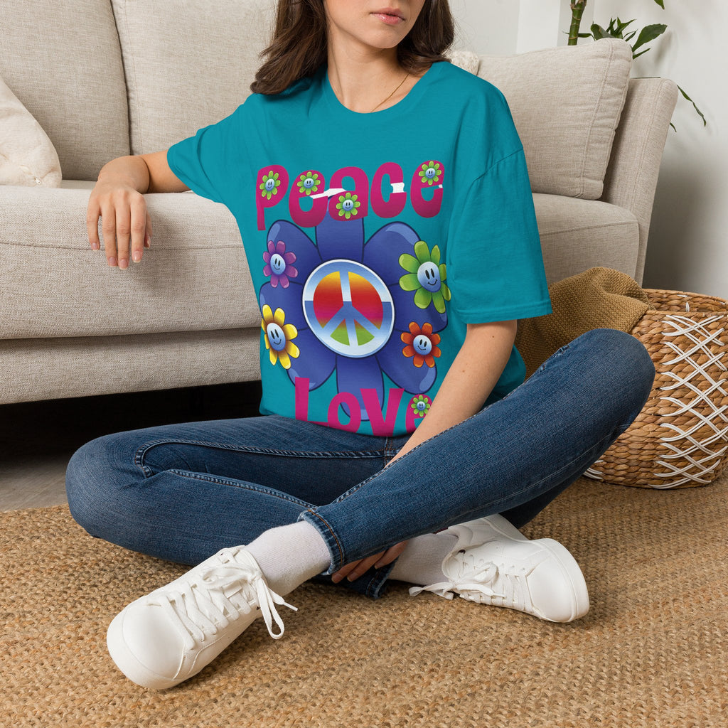 Peace & Love Retro Flower T-Shirt