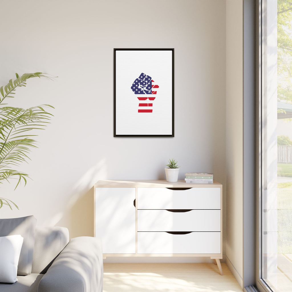 Framed Canvas Print – American Flag Fist Wall Art