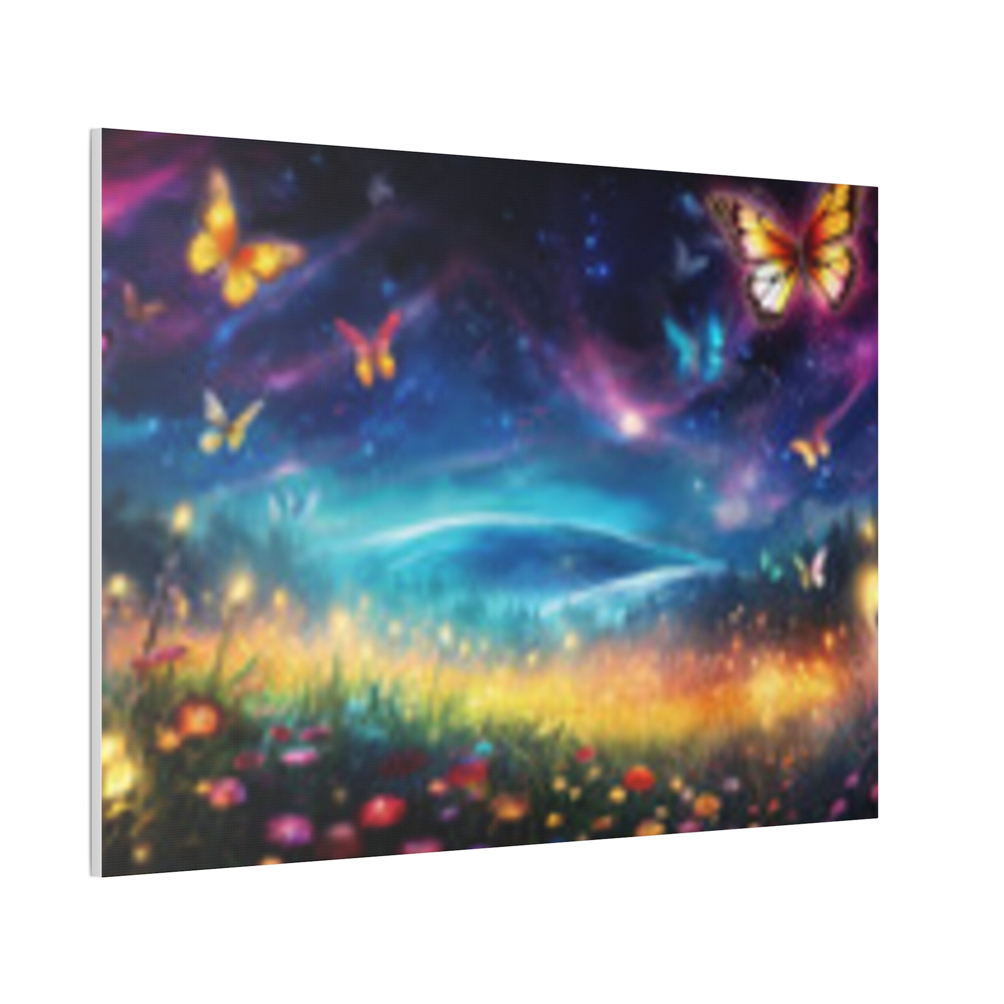 Butterfly Dreamscape Canvas Print — Fantasy Night Meadow Wall Art