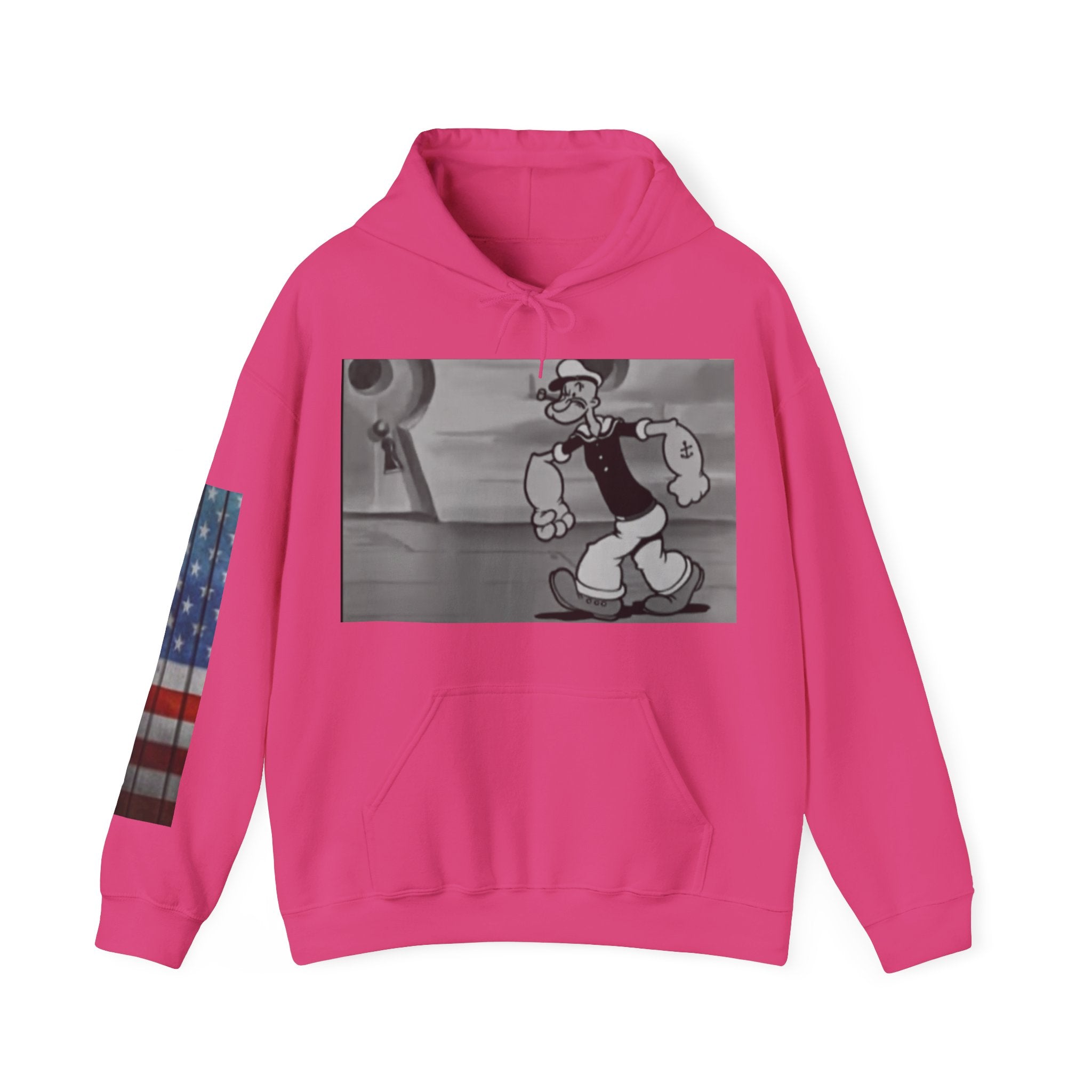 Popeye Vintage Cartoon & Colorful Forest Graphic Hoodie