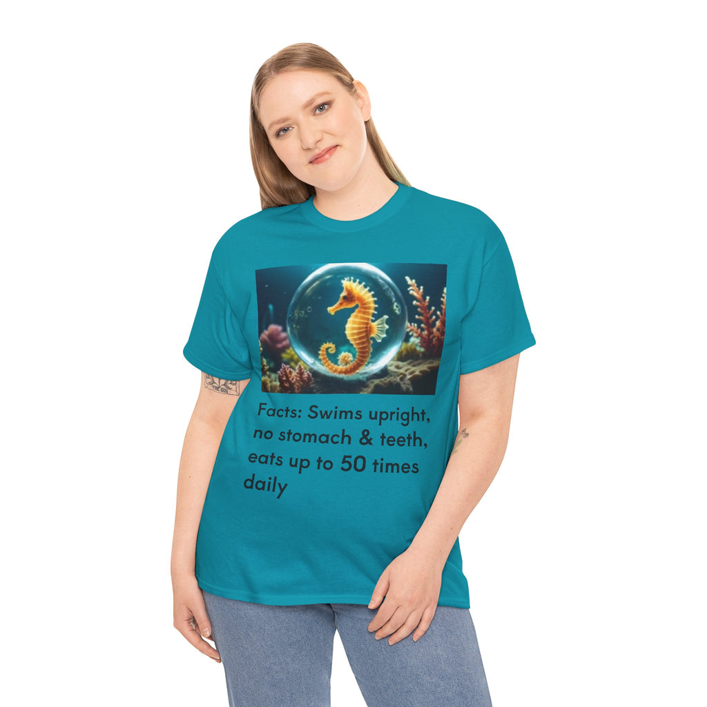 Seahorse Bubble & Facts T‑Shirt — Cute Marine Life Graphic Tee